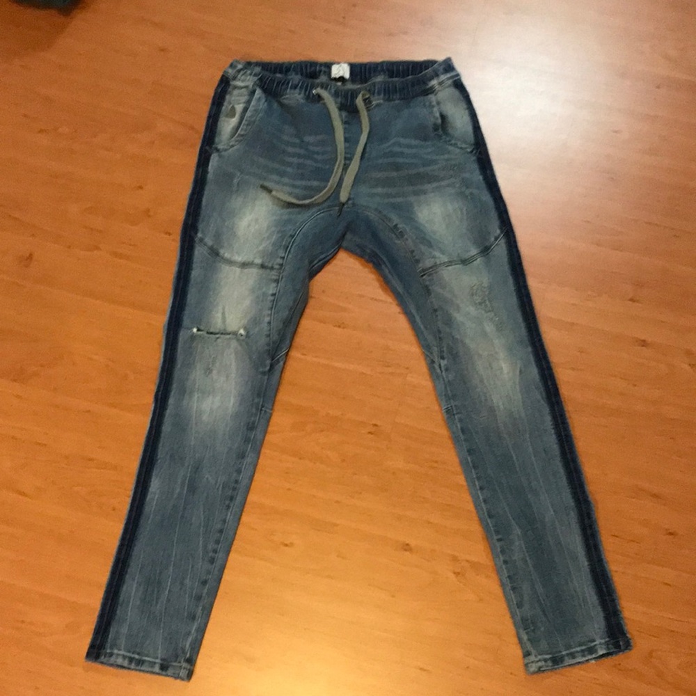 Kuwalla denim pants with elasticized waist/tie